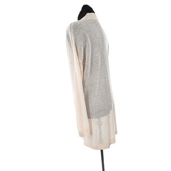 Polo Ralph Lauren Open Front Cardigan Drape Loose Knit Linen Medium Cream - Picture 6 of 12